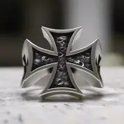 Handcrafted 925 Sterling Silver Maltese Cross Ring | Medieval Skull Design