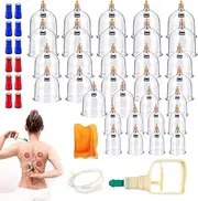 Cupping Glasses with Vacuum Pump, Cupping Device, Cupping Set, Against Tension & Cellulite, for Effective Muscle Relaxation and Pain Relief, Pack of 32
