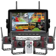 Digital Wireless 7" Monitor Splitscreen BSD 4x Reversing Camera Kit DVR 12V 24V