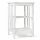 Costway End Side Table Nightstand W/ Baffles Round Corners 24" 3-Tier White