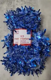 36 FT Blue White Snowy Shiny Plush Tinsel Christmas Tree Garland No Tarnish