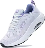 ZF ZEFUHER Women's Walking Shoes with Arch Support Orthotic Tennis Sneakers Plantar Fasciitis Air Running Shoes, Whitepurple, 9