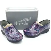 Dansko XP 2.0 Patent Nurse Clogs Women's Size 10.5-11 EU 41 Engraved Floral