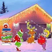 Grinch Christmas Decorations,4PCS Yard Signs 23 In Extra Large Grinch Cindy Max Whoville Sign for Xmas Garden Lawn Decor,Grinch Stealing Christmas Yard Decor Party Supplies Holiday Decorations Outdoor