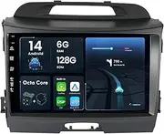 6G+128G - Android 14 IPS Car Stereo for Kia Sportage (2010-2015) - Wireless CarPlay/Android Auto - Camera + MIC - 9 Inch 2 Din - DAB Steering Wheel Fast-Boot 360-CAM AHD WiFi GPS Head Unit