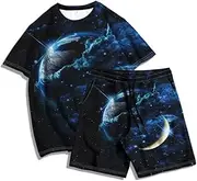 [DSAoTeng] Men's Summer Tracksuit Set Galaxy 3D Printed T-Shirt and Shorts Set Fashion Hip Hop Outfit Two Piece Set