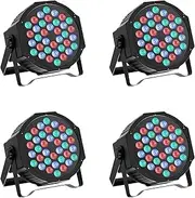 4PCS Stage Lights 36LEDs RGB LED Par Lights DMX Sound Activated Wash Light Stage Lighting Effect for Wedding Parties Church Club DJ Live Show Decoration