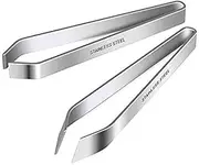 2 Pieces Fish Bone Tweezers, Stainless Steel Flat and Slant Tweezers Pliers Remover Tool (4.6")