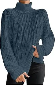 [Generic] Elegant Turtleneck Sweater Women Chunky Knit Sweater Fall Winter Sweaters Cable Weaving Long Sleeve Pullover Thermal Sweater