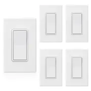 [5 PK] ELEGRP SINGLE POLE 15A 120/277V DECORS PADDLE ROCKER LIGHT SWITCH