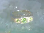 NATURAL GREEN PERIDOT GEM STONE RING SZ.5.5 STERLING 925 SILVER