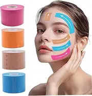 4Pcs Face Lift Tape, Anti Wrinkle Face Lifting Strap 1x197 Inch Breathable Facial Eye Neck Tape Patches for Forehead, Cheeks and Eyes