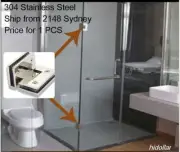 STAINLESS MIRROR CHROME FRAMELESS SHOWER SCREEN GLASS HINGE HOLDER GLASS 2 GLASS