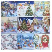 Christmas Decoupage Napkins, Bundle of 9 Winter Napkin for Art Junk Journal