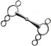 TopHomer 3 Ring Dutch Iron Lozenge Gag Mouthpiece Snaffle Ring, Silver Stainless Steel Jointed 3 Ring Dutch Hollow Mouthpiece Gags (135mm)