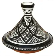 Moroccan Serving Tagine Handmade Ceramic Tajine Dish 8 inches White & Black