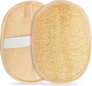 Egyptian Natural Loofah Pad Exfoliating Body Scrubber - Vegan Double Sided Luffa Sponges Deep Clean Your Body, Face & Back While an Exfoliating Washcloth Side Removes Oils - 6.9 x 4.7 Inches, 2 Pack