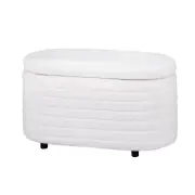 Storage Ottoman Blanket Box 87cm Boucle Fabric Oval