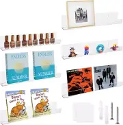 6 Pack Acrylic Bookshelf 15 Inch Clear Book Shelves for Wall Invisible Floating