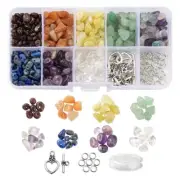 NATURAL GEMSTONE CHIP BEADS FINDINGS JEWELRY KIT BRACELET EARRINGS DIY 01-09