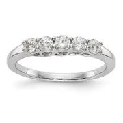 14K White Gold 5-Stone Real Diamond Band
