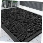 Sturdy Door Mat, Heavy Duty Front Welcome Mats for Home 29.5" x 17" Black