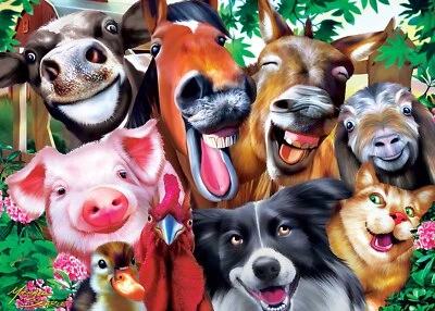 MasterPieces Selfies - Barnyard Grins 500 Piece Jigsaw Puzzle By Michael Searle