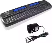24 Bays Large Smart Battery Charger LCD Display Quick for 1.2V AA/AAA NiMH/Ni...