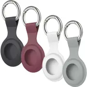4 Pack Airtag Case for Apple AirTags Holder 2021, Keychain AirTags Case with Anti-Lost Key Ring, Soft Silicone Anti-Scratch Lightweight Protective Skin Cover for AirTags Finder Keychain Accessory