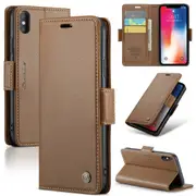 CaseMe iPhone Xs Max Folio Wallet Case Cover Apple Side Closure XsMax [Brown]