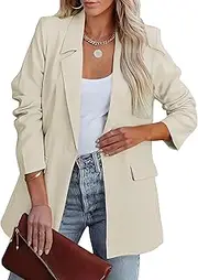 [MGizo DtiSpectrum] Women's Blazer - Single Breasted Open Front Work Meeting Long Sleeve Lapel Collar Office Jackets