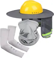 Hard Hat Sun Shade with Full Brim Visor, Shield Your Neck from One Size, Grey
