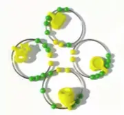 Tupperware Wine Charms Glass Markers Set of 4 Green Yellow Rare NEW 5 pack =20pc