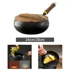 Cast Iron Wok Frying Pan Induction Cooker Induction Cookware Wood Handle