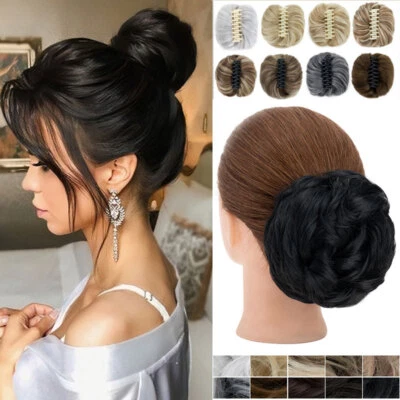65G Messy Bun Hair Piece Thick Scrunchie Updo Curly Claw Clip in Hair Extension
