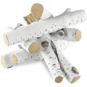 VEVOR 6 Pcs Large Withe Birch Logs, Gas Fireplace Ceramic Logs for Fire place, Heat-Resistant Wood Log Gas Realistic Logs, Stackable Wood Branches for