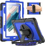Timecity Case for Samsung Galaxy Tab A8 10.5 inch 2022 (SM-X200/X205/X207) Full Body Protective Case with 360 Degree Rotatable Kickstand Handle/Shoulder Strap Case for Galaxy Tab A8, Dark Blue