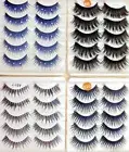 5 Pairs Blue Coloured Long False Eyelashes Fake Extensions Crystal Gem Bulk Tray