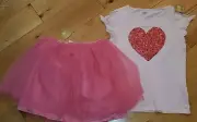 Crazy 8 pink sequin heart top & tutu tulle skirt set NWT girls 14