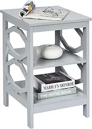 Giantex 3-Tier Nightstand, Side Table, End Table Sofa Bed Side Table, Multifunctional Storage Stand w/Stable Structure for Bedroom, Living Room, Hall, Easy Assembly (Grey)