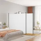 4-Panel Room Divider White 698x180 cm Fabric Privacy Screen Folding Partit 50282