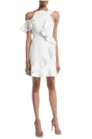 Self Portrait White Asymmetric Ruffle Dress Size 0/ UK 4 NEW WITH TAGS