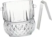 COLLBATH Glass Ice Bucket with Handles Transparent Ice Storage Container for Wine Beer Beverages for Home Bar Parties