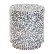 bali & pari Marilla Black and White Capiz Shell Ottoman Footstool