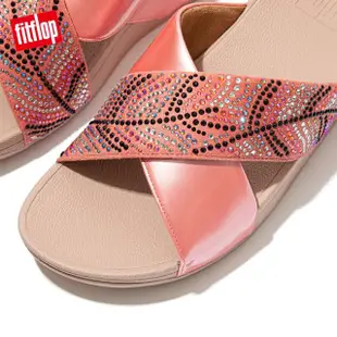 【FitFlop】LULU CRYSTAL FEATHER SLIDES 閃耀多色水鑽交叉涼鞋-女(柔和粉)