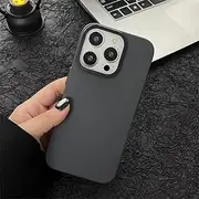 Luxury Solid Color Metal Ring Camera Protection Phone Case for iPhone 15 11 12 13 14 Pro Max Plus Matte Hard PC Shockproof Cover,Gray,for iPhone 15 ProMax