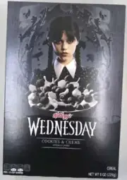 KELLOGG'S WEDNESDAY ADAMS FAMILY COOKIES & CREME CEREAL 8OZ HALLOWEEN LIMITED ED