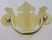 Polished Stamped Brass Chippendale Style Willow Drawer Pull 2.5 & 3" CTC antique