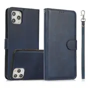 iPhone 14 /13 /12 /11 Plus Pro Max Case, Detachable Magnetic Leather Wallet TPU Case, Blue - iPhone 14