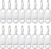 16 Pieces Stainless Steel Flat Bottle Opener with Keychain Personalized Bottle Opener 3.46 x 1.26 Inches for Men Women Bartender Kitchen Bar Restaurant Tools (Silver)